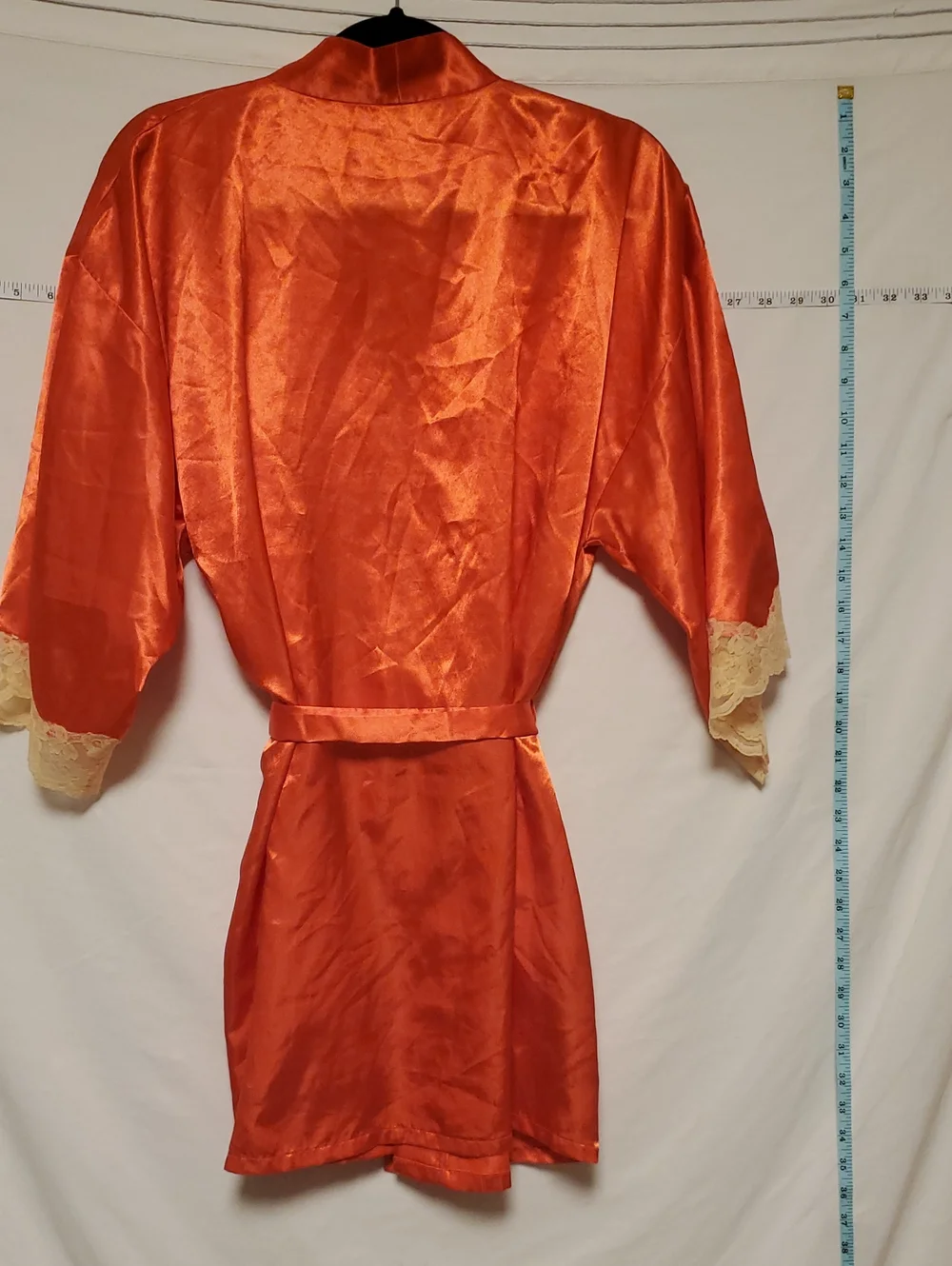 Vintage Frederick’s of Hollywood Satin Orange Kimono Style Robe With Belt S/M
